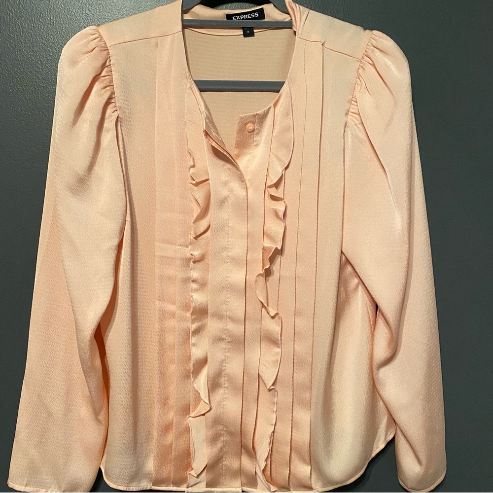 Peach satin portofino blouse from Express